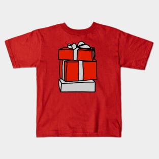 A Stack of Three Wrapped Christmas Gift Boxes Kids T-Shirt